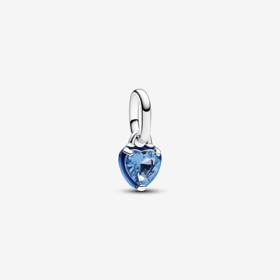 Heart sterling silver mini dangle with blue crystal and blue enamel Heart sterling silver mini dangle with blue crystal and blue enamel