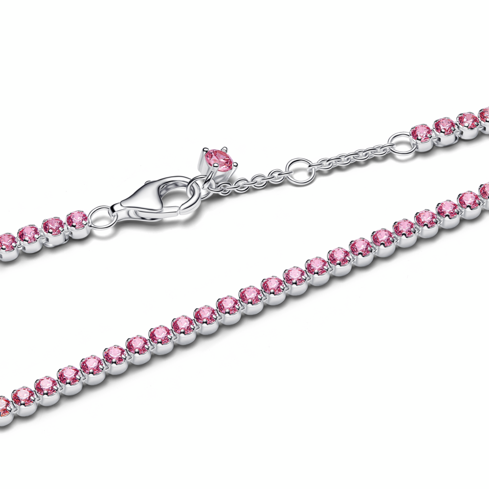 Sterling silver tennis bracelet with fancy pink cubic zirconia Sterling silver tennis bracelet with fancy pink cubic zirconia