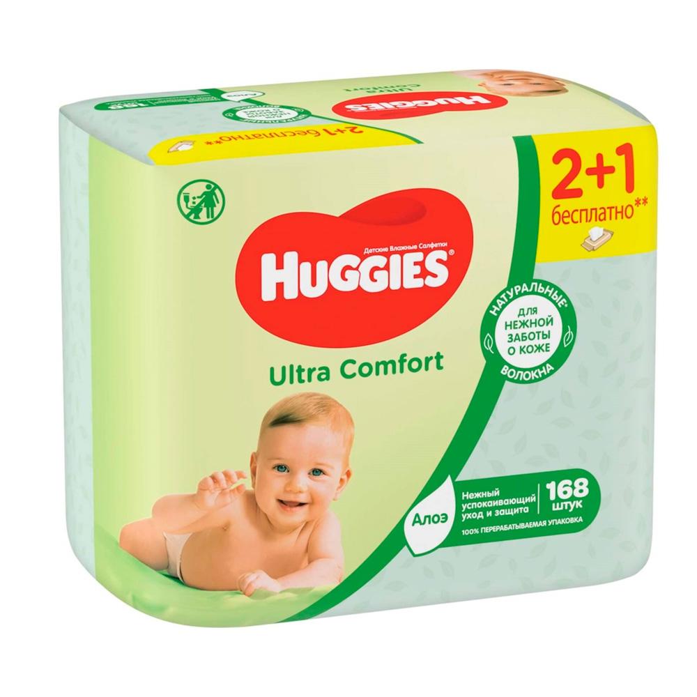 Влажные салфетки Huggies Ultra Comfort 0м+ 168 шт