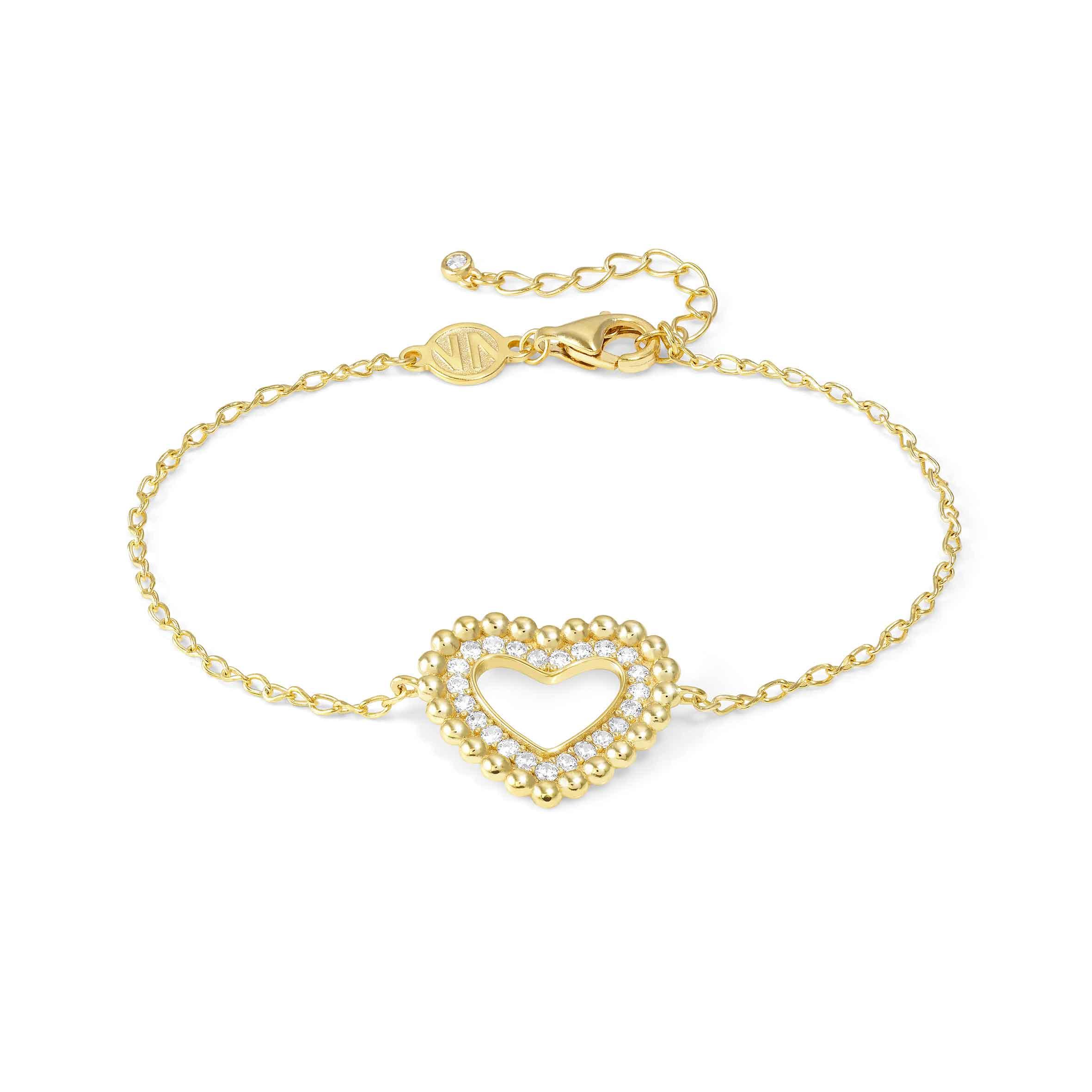 LOVECLOUD bracelet in 925 sterling silver and cz (008_Yellow Gold Heart)
