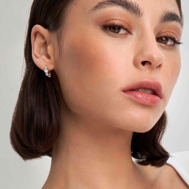 COLOR WAVE earrings in 925 sterling silver and cubic zirconia (WHITE)