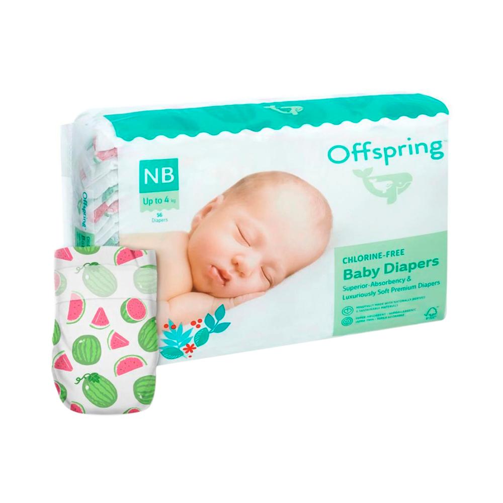 Offspring подгузники, NB 2-4 кг, 56 шт, расцветка Арбузы