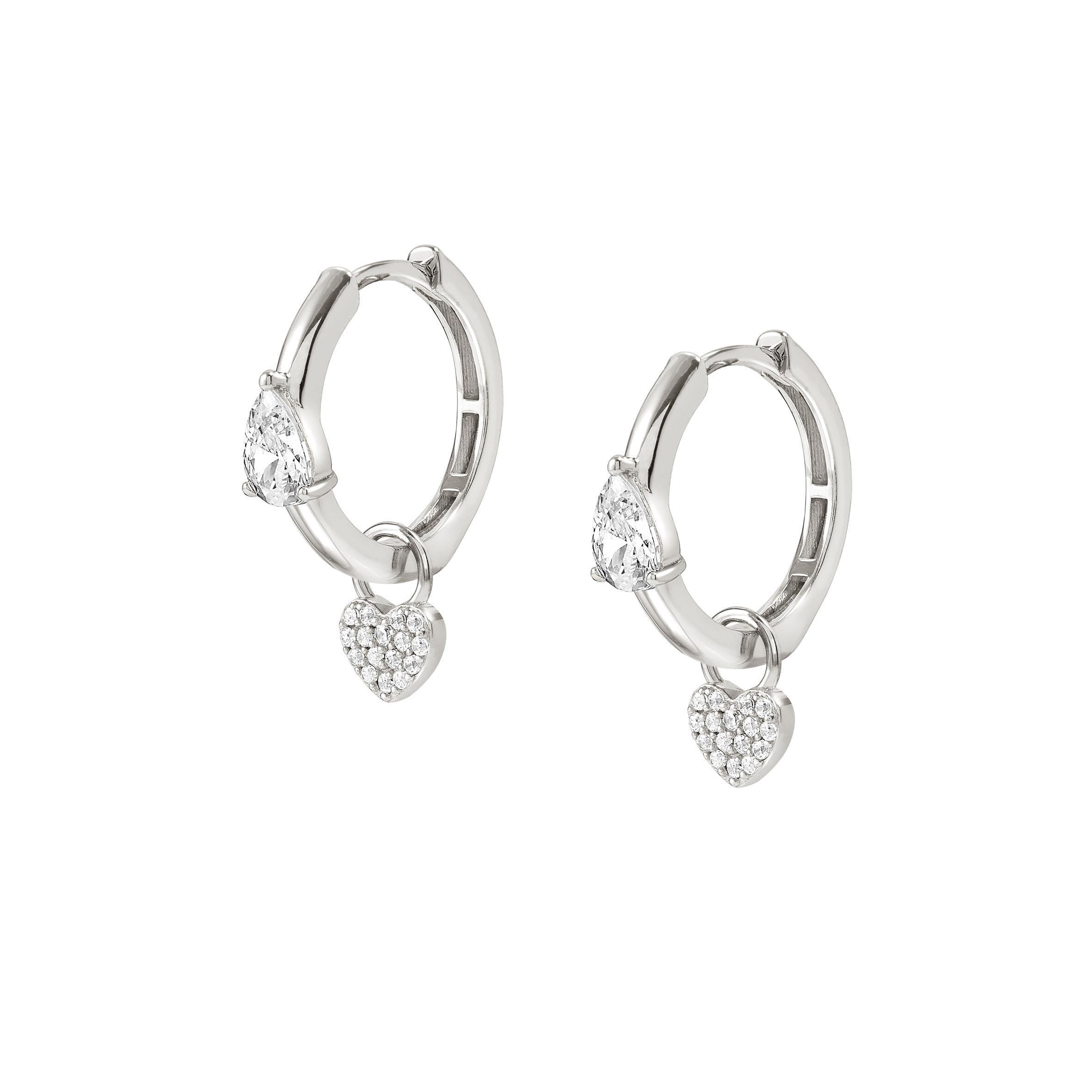LUCENTISSIMA earrings in 925 sterling silver and cz (CIRCLE) (001_Silver Heart)