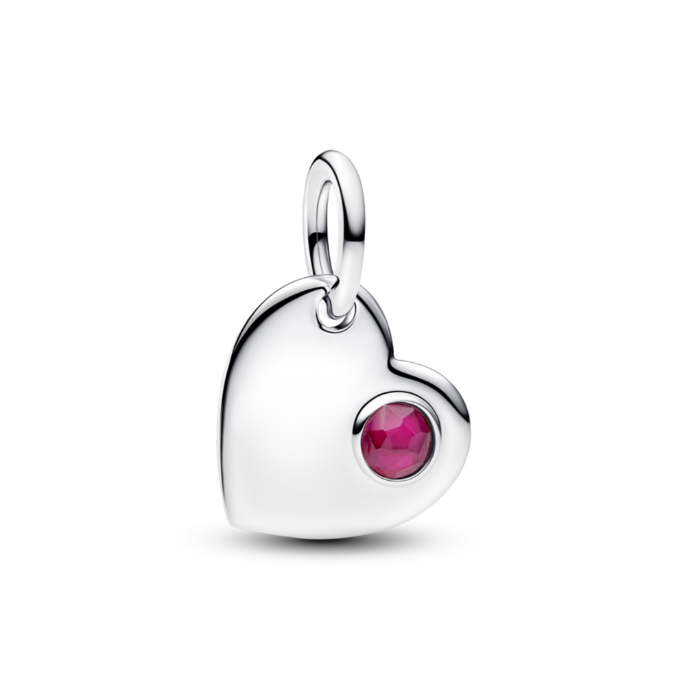 Engravable heart sterling silver dangle with true red crystal Engravable heart sterling silver dangle with true red crystal
