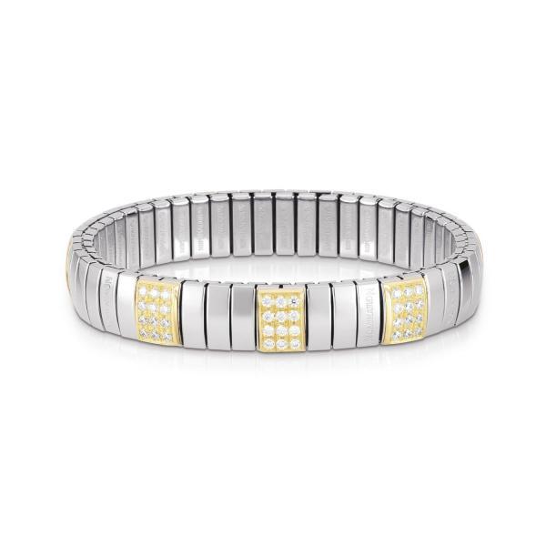 EXTENSION N.Y. Bracelet (M) in stainless steel with 18k gold and Cubic Zirconia (WHITE)