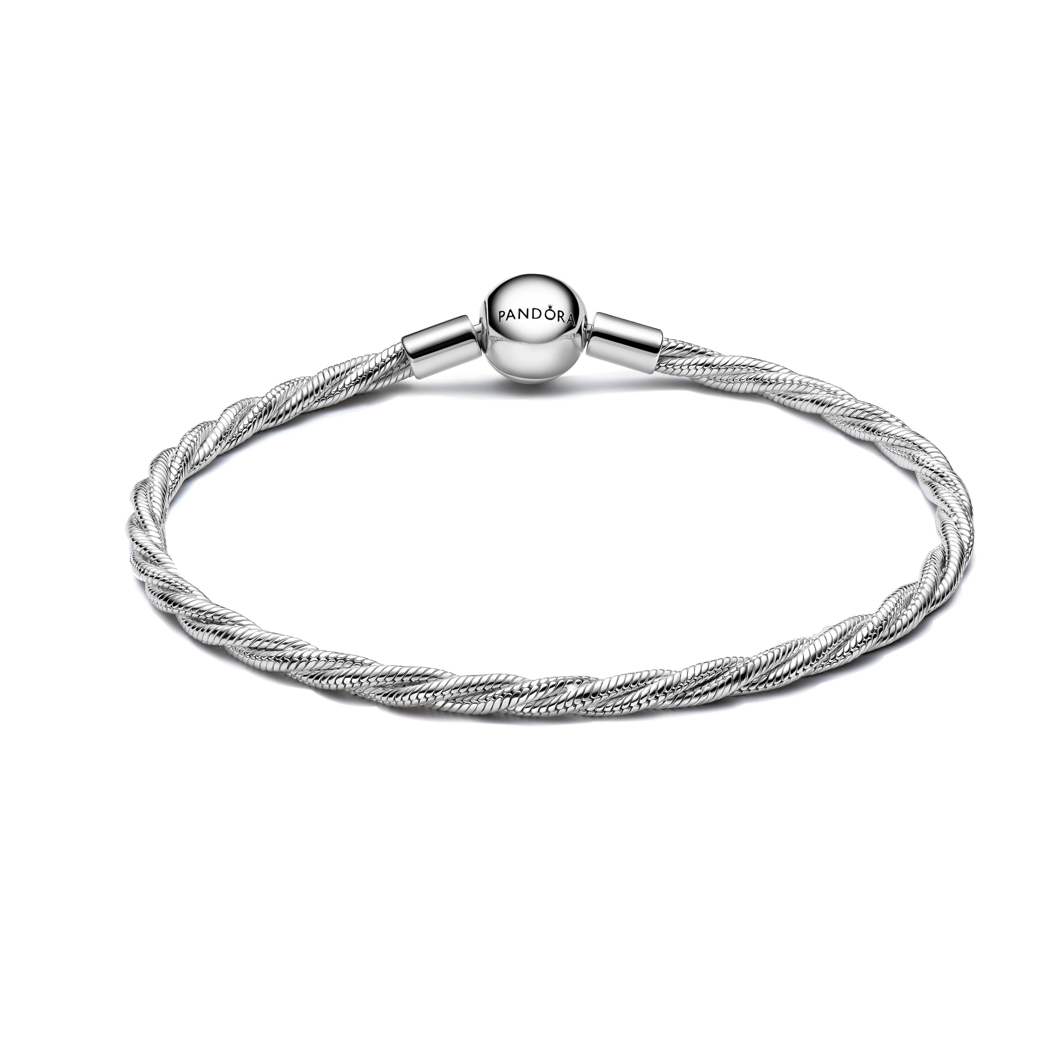 Twisted snake chain sterling silver bracelet