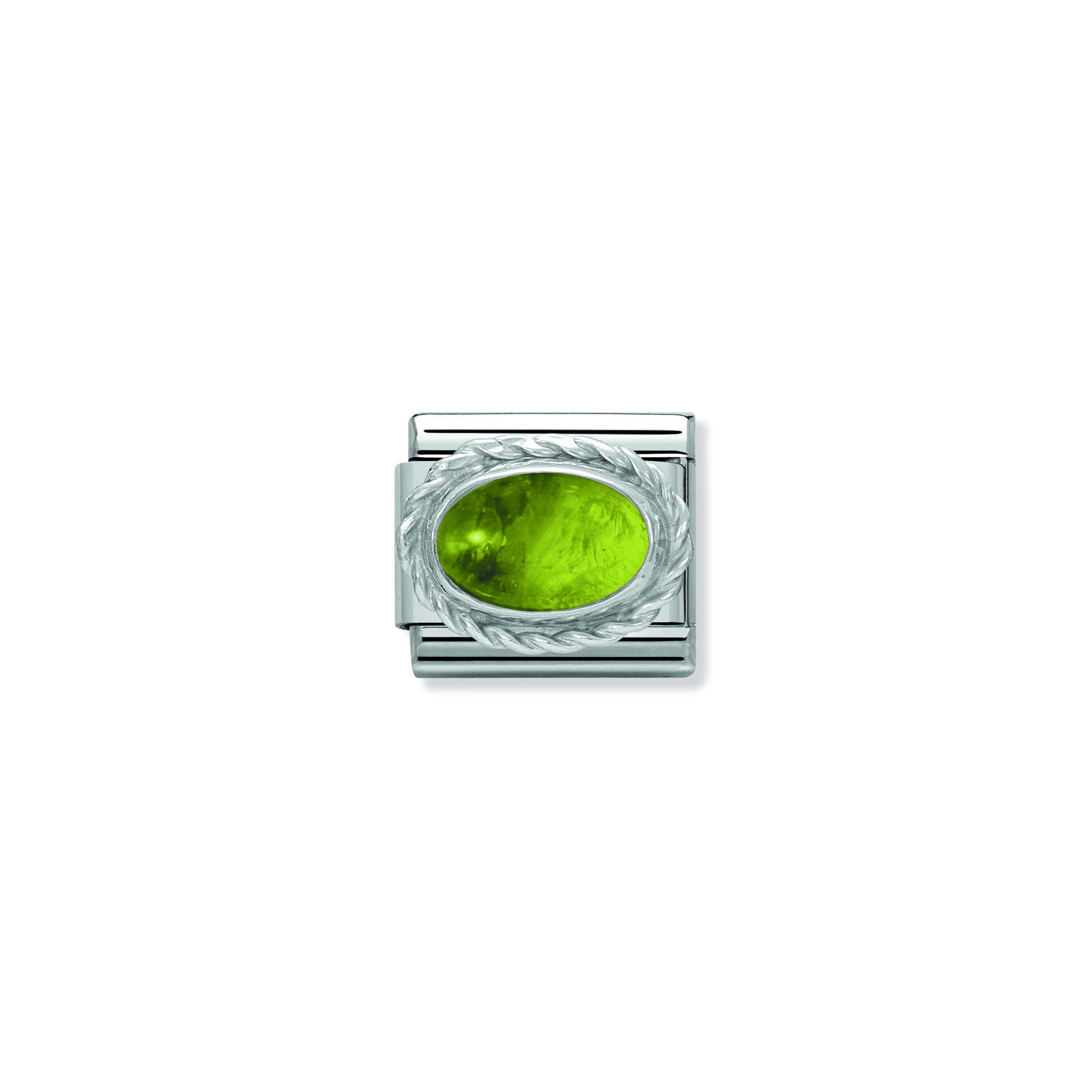 Composable Classic STONES in stainless steel with 925 sterling silver setting and detail (05_PERIDOT)