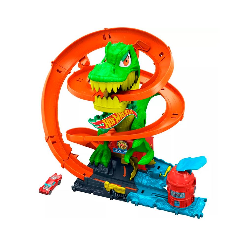 Автомобильный трек Hot Wheels City  T-Rex vs Fire Station