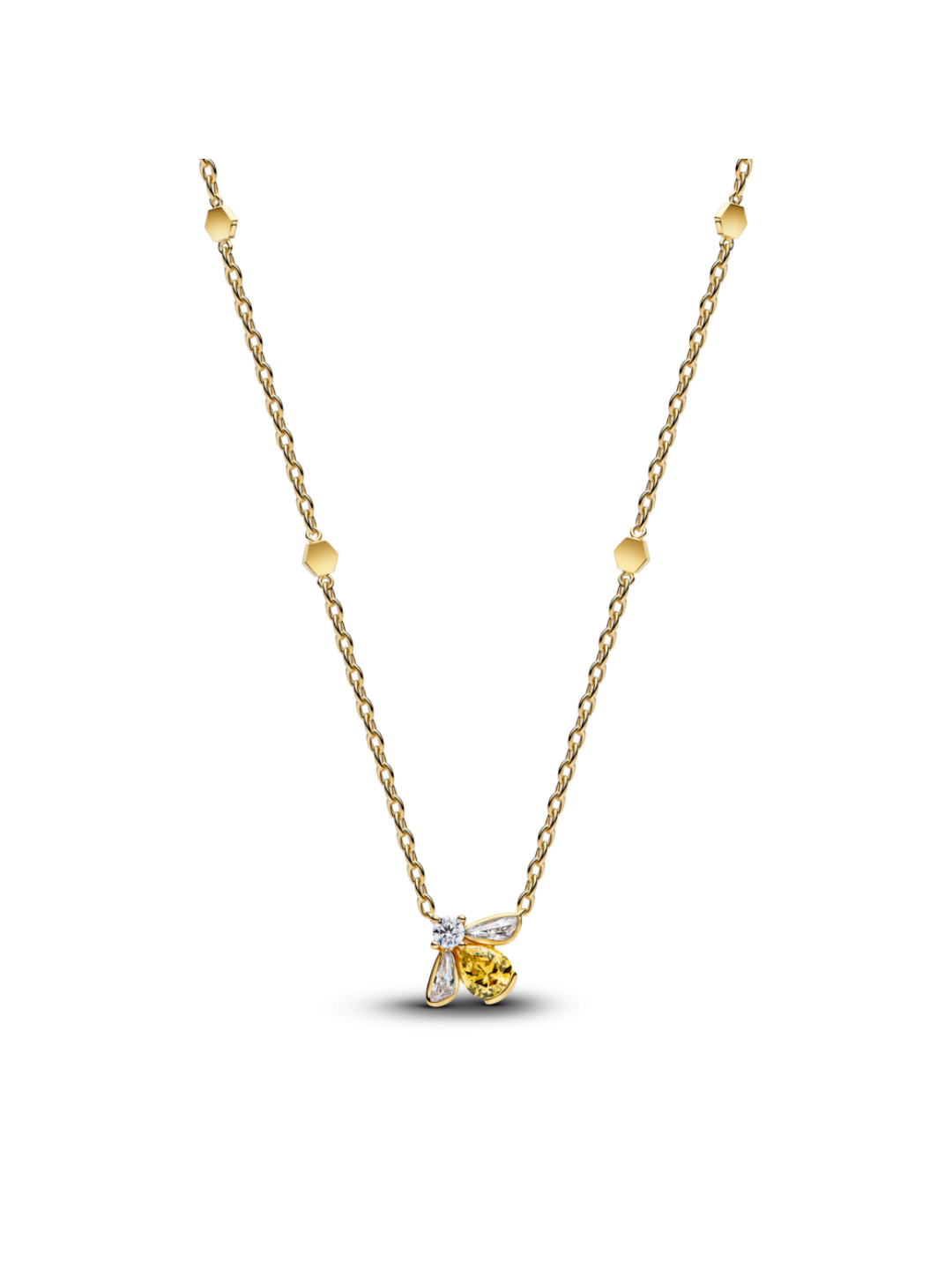 Bee 14k gold-plated collier with vibrant yellow and clear cubic zirconia