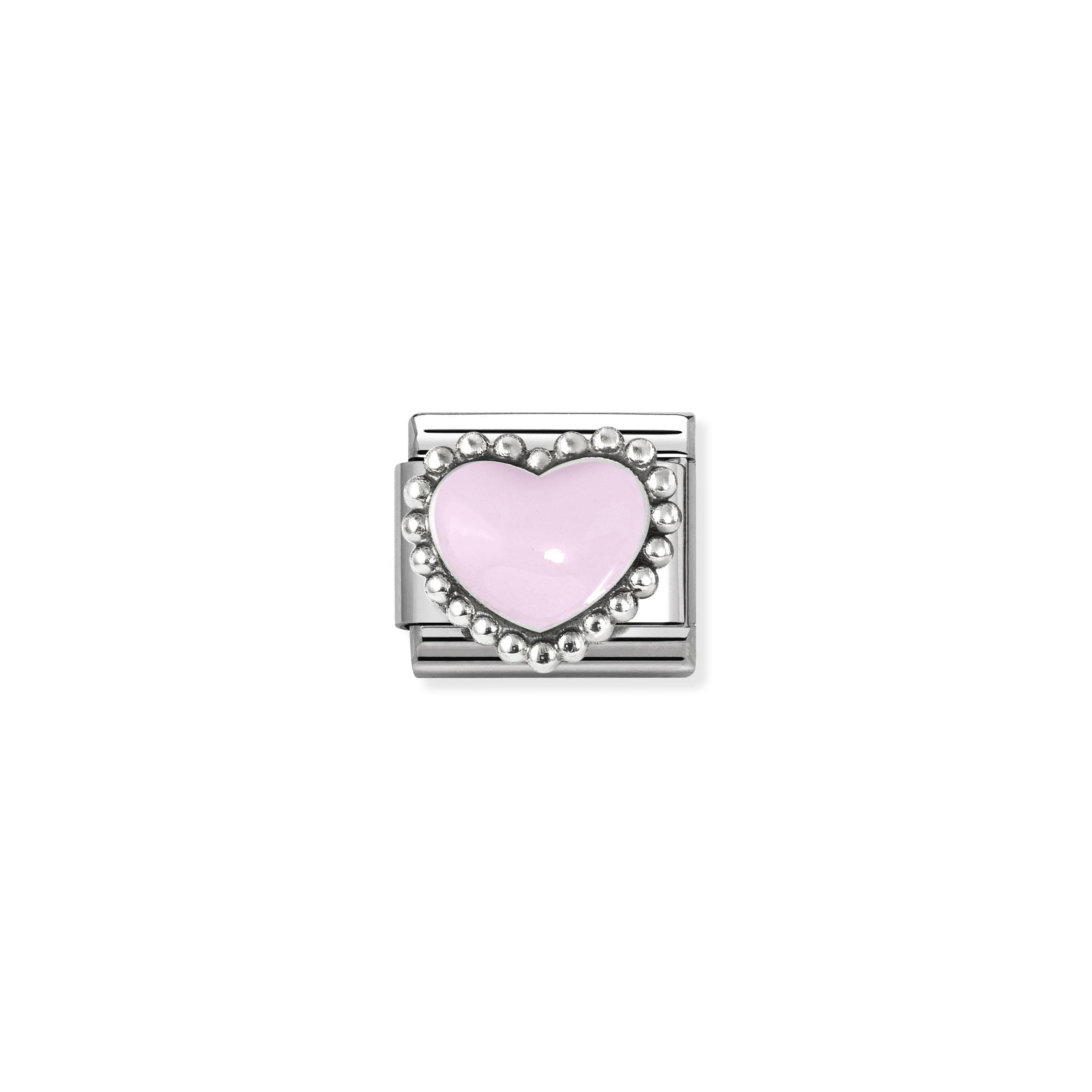 Composable Classic SYMBOLS in stainless steel  enamel and 925 sterling silver (33_Pastel pink raised heart)