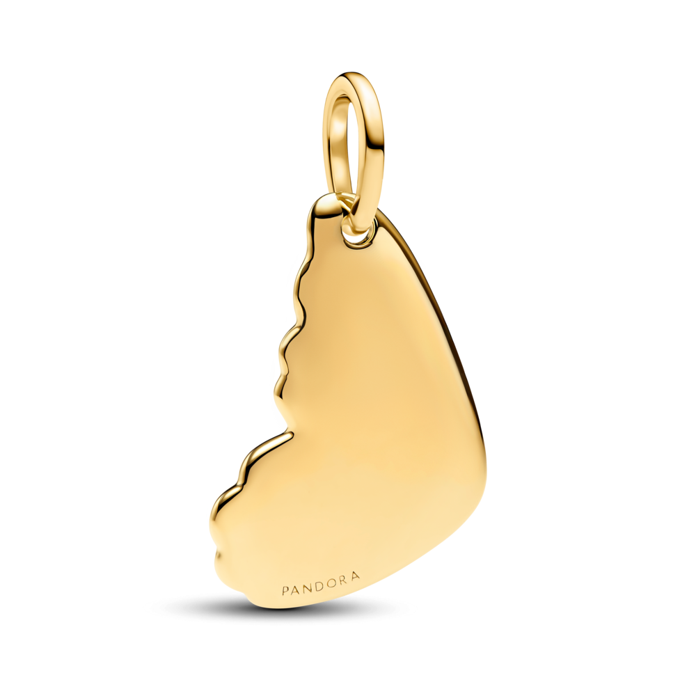 Engravable butterfly wing 14k gold-plated pendant
