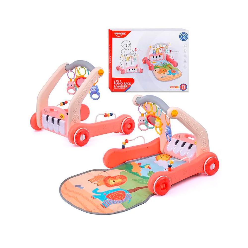 Ходунки с игровым ковриком 2 в 1 Huanger розовые HE0638