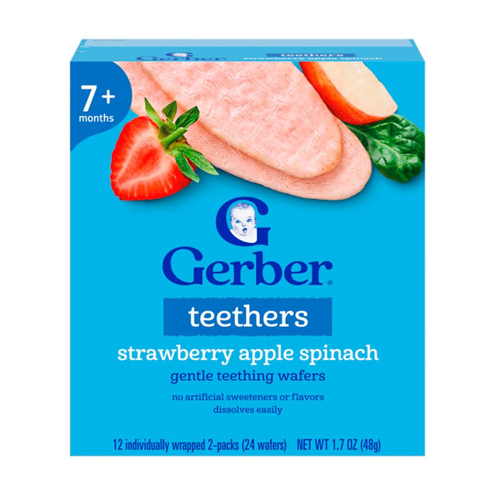 Снеки Gerber Teethers Клубнично яблочный шпинат 7м+ 48гр