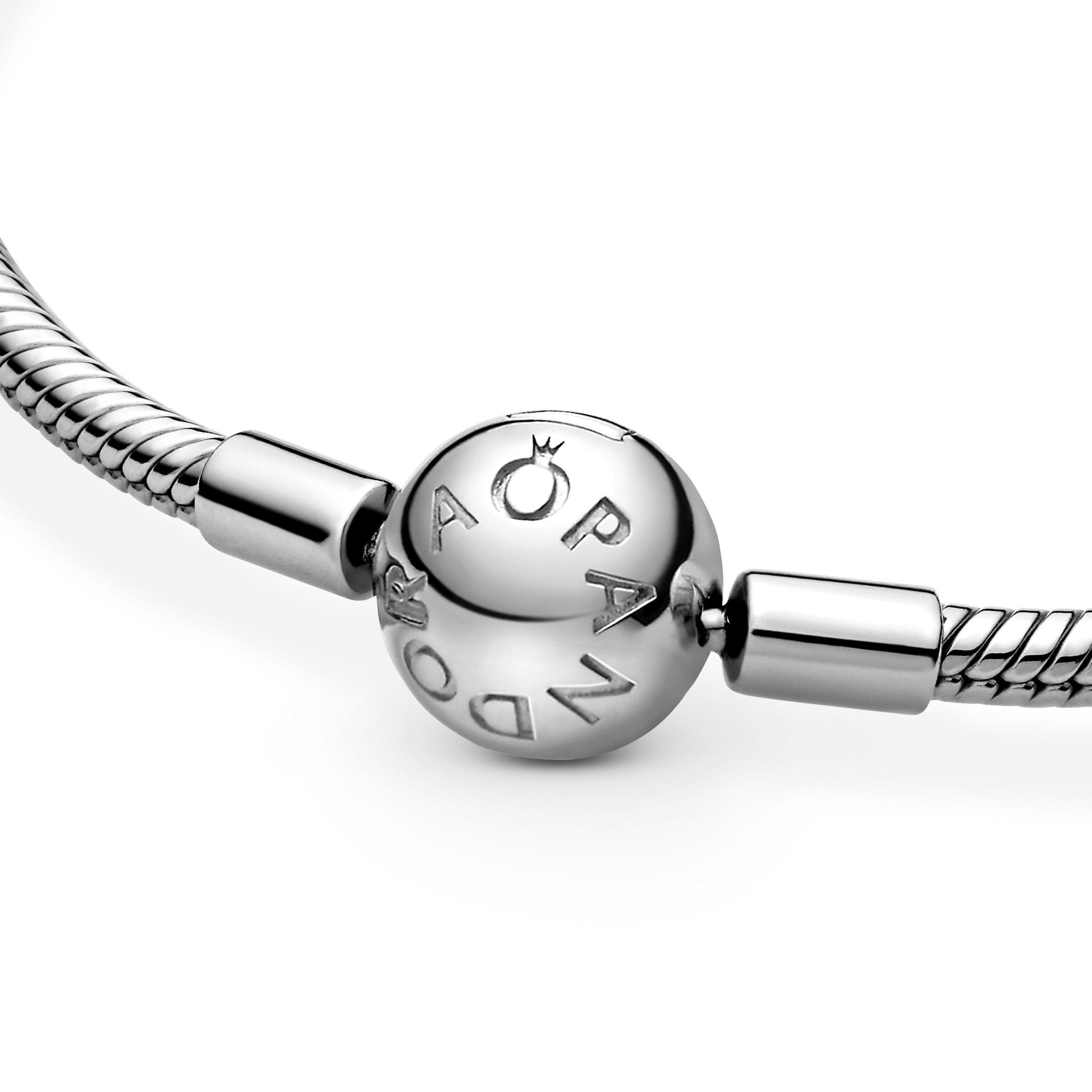 Snake chain silver bracelet with round clasp