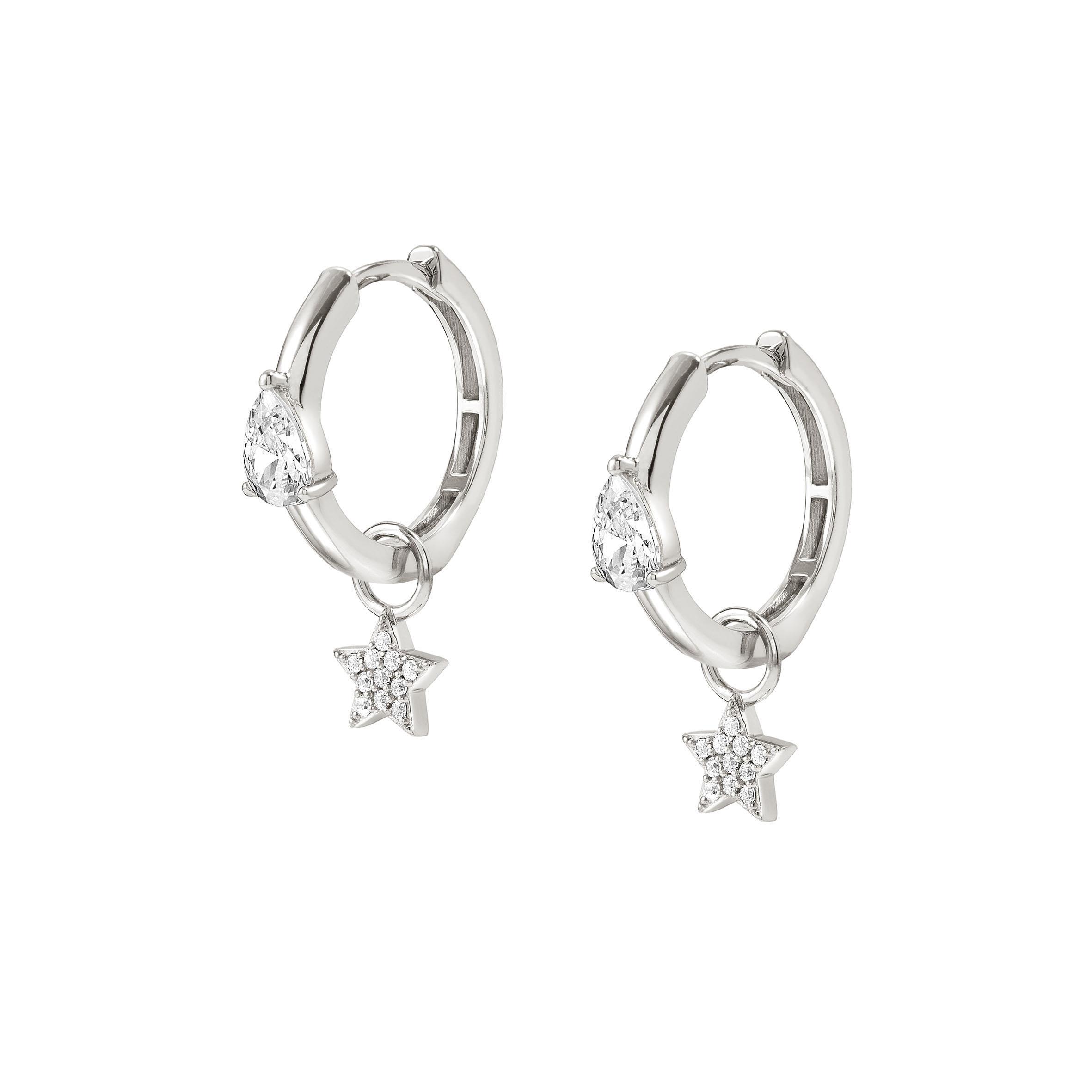 LUCENTISSIMA earrings in 925 sterling silver and cz (CIRCLE) (015_Silver Star)