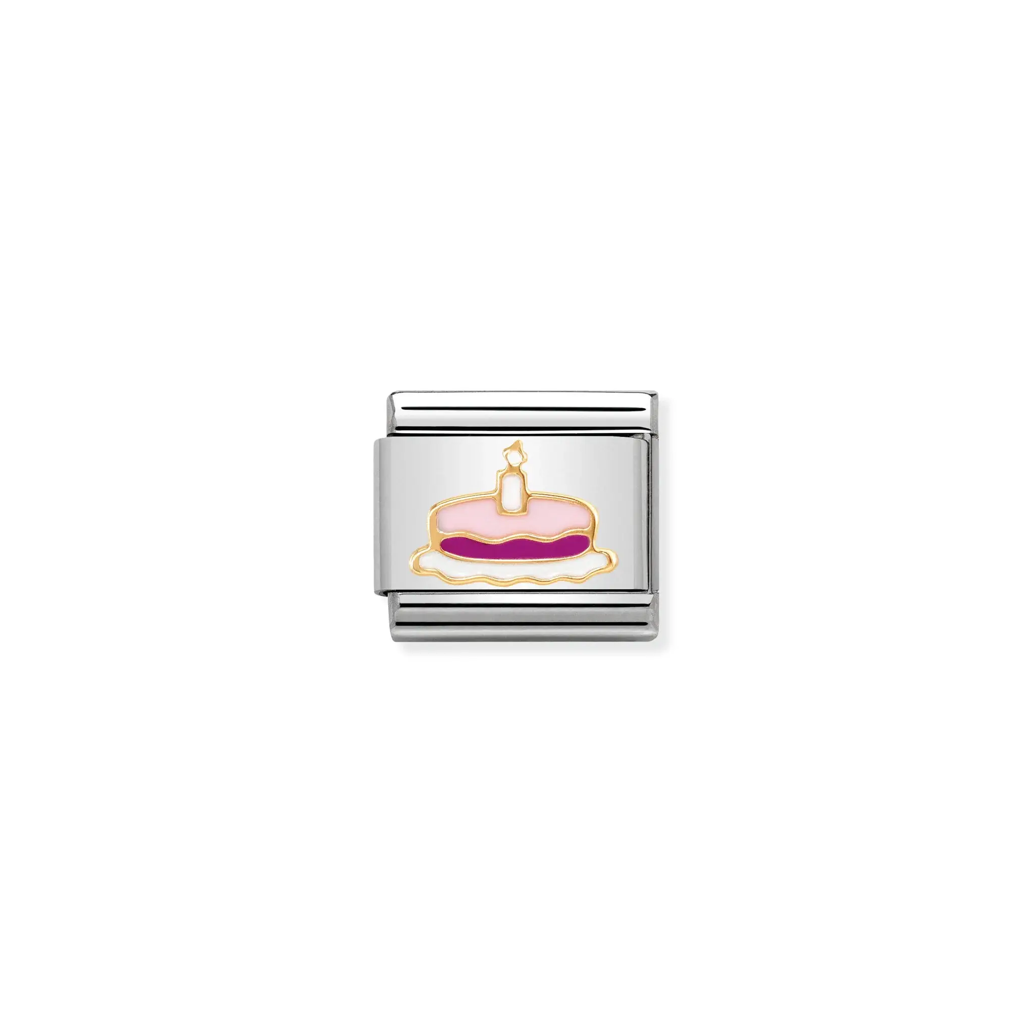 Composable Classic SYMBOLS steel, enamel and 18k gold (Cake with candle)