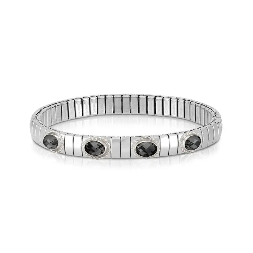XTE stainless steel, 925 sterling silver and 4 FACETED stones bracelet (GDR) (Black)