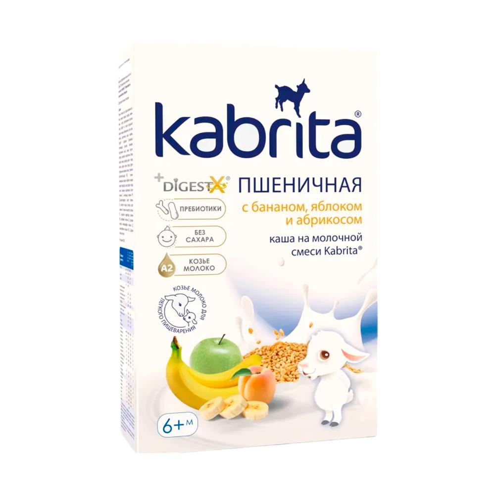 Пшеничная каша Kabrita на молочной смеси с бананом, яблоком и абрикосом 6м+ Пшеничная каша Kabrita на молочной смеси с бананом, яблоком и абрикосом 6м+