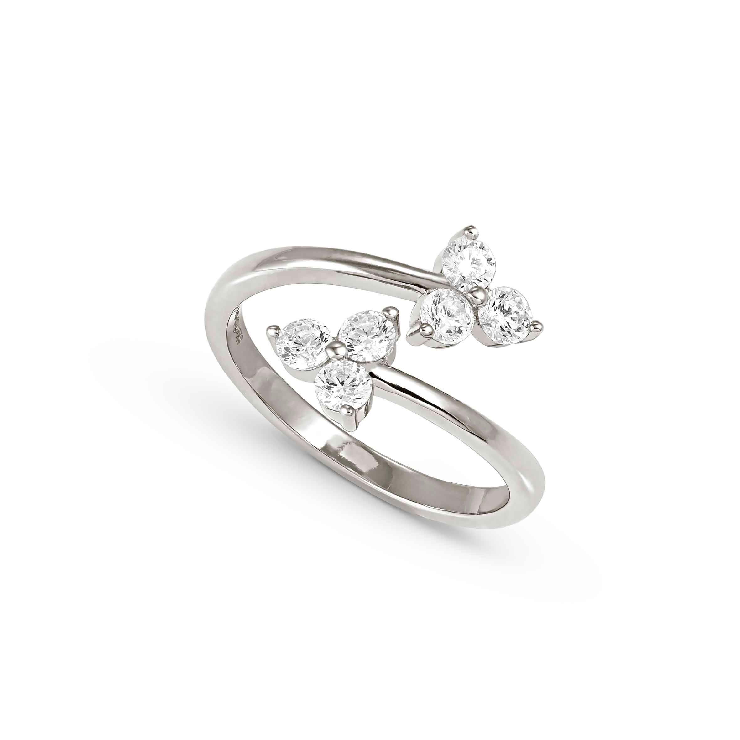 LIFE BOUQUET ring in 925 sterling silver (BANGLE) and cubic zirconia (010_Silver-004_Size 11)