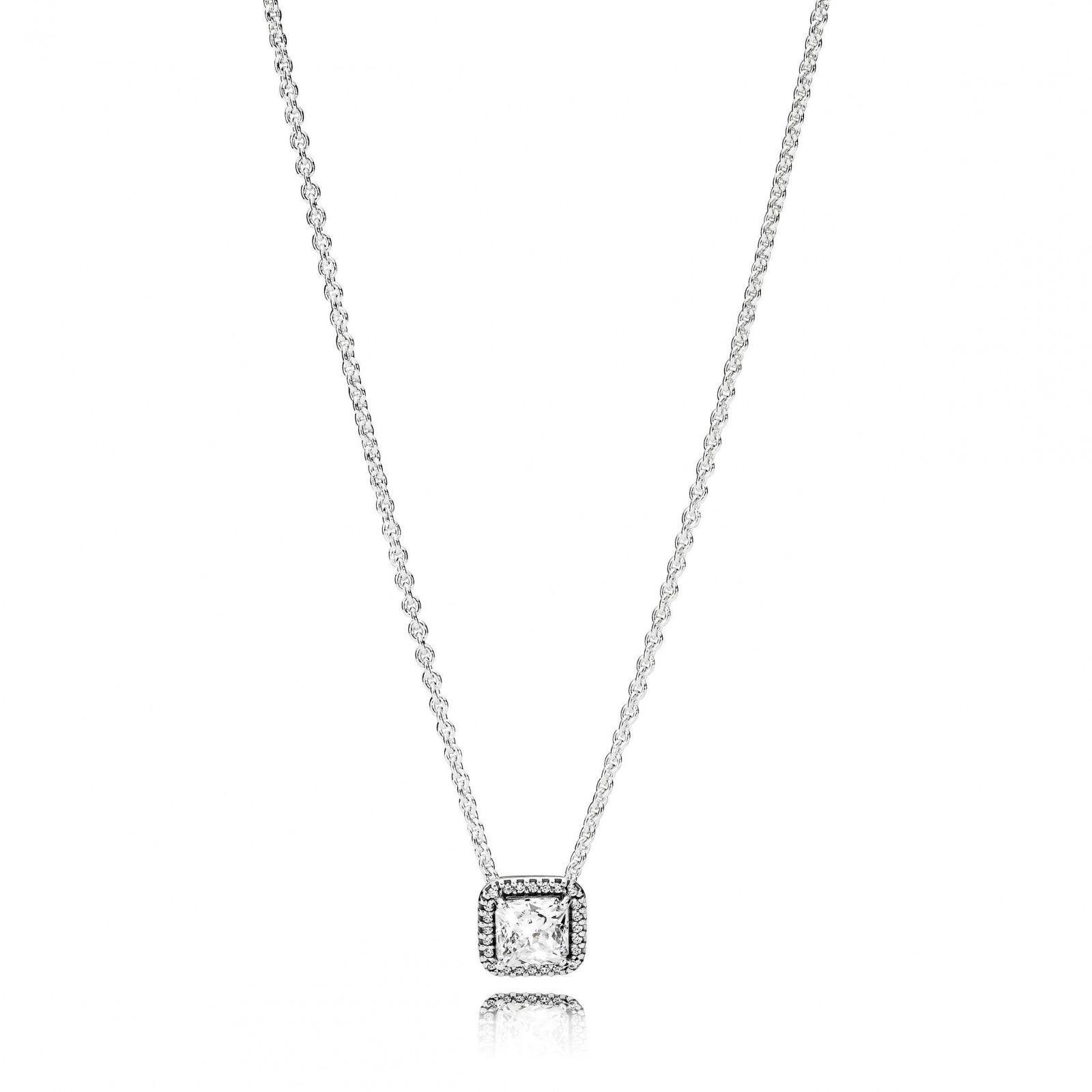 Silver necklace with clear cubic zirconia
