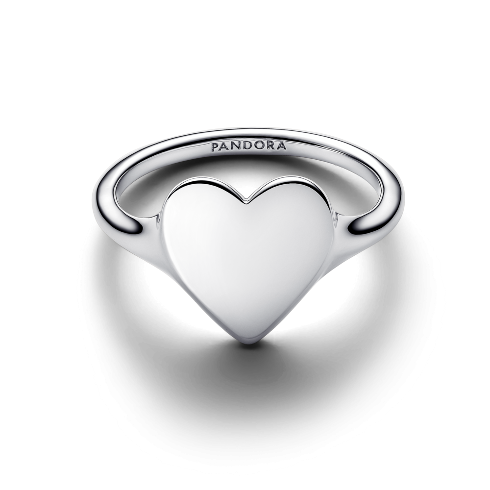 Engravable heart sterling silver ring
