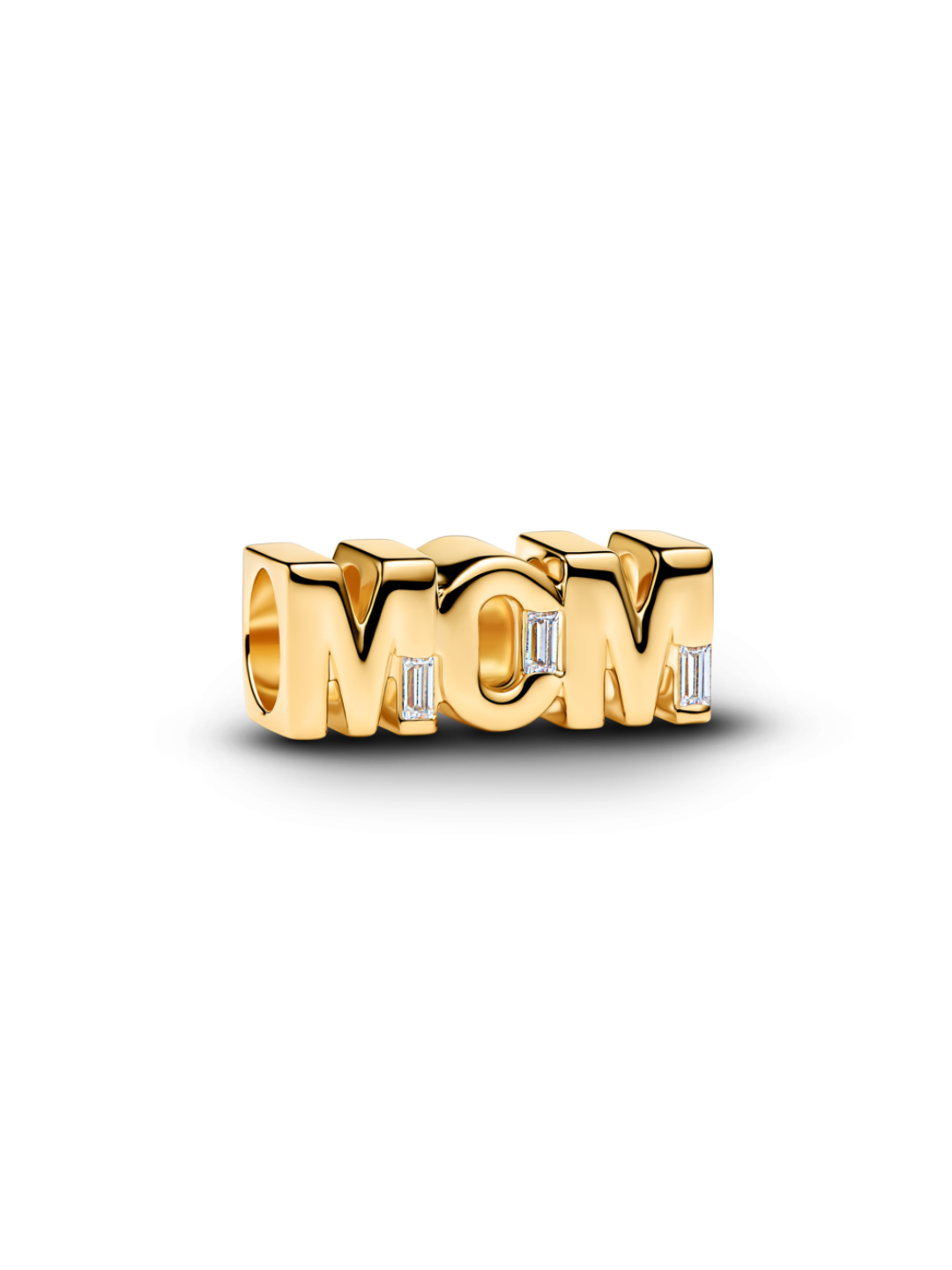 MOM 14k gold-plated charm with clear cubic zirconia