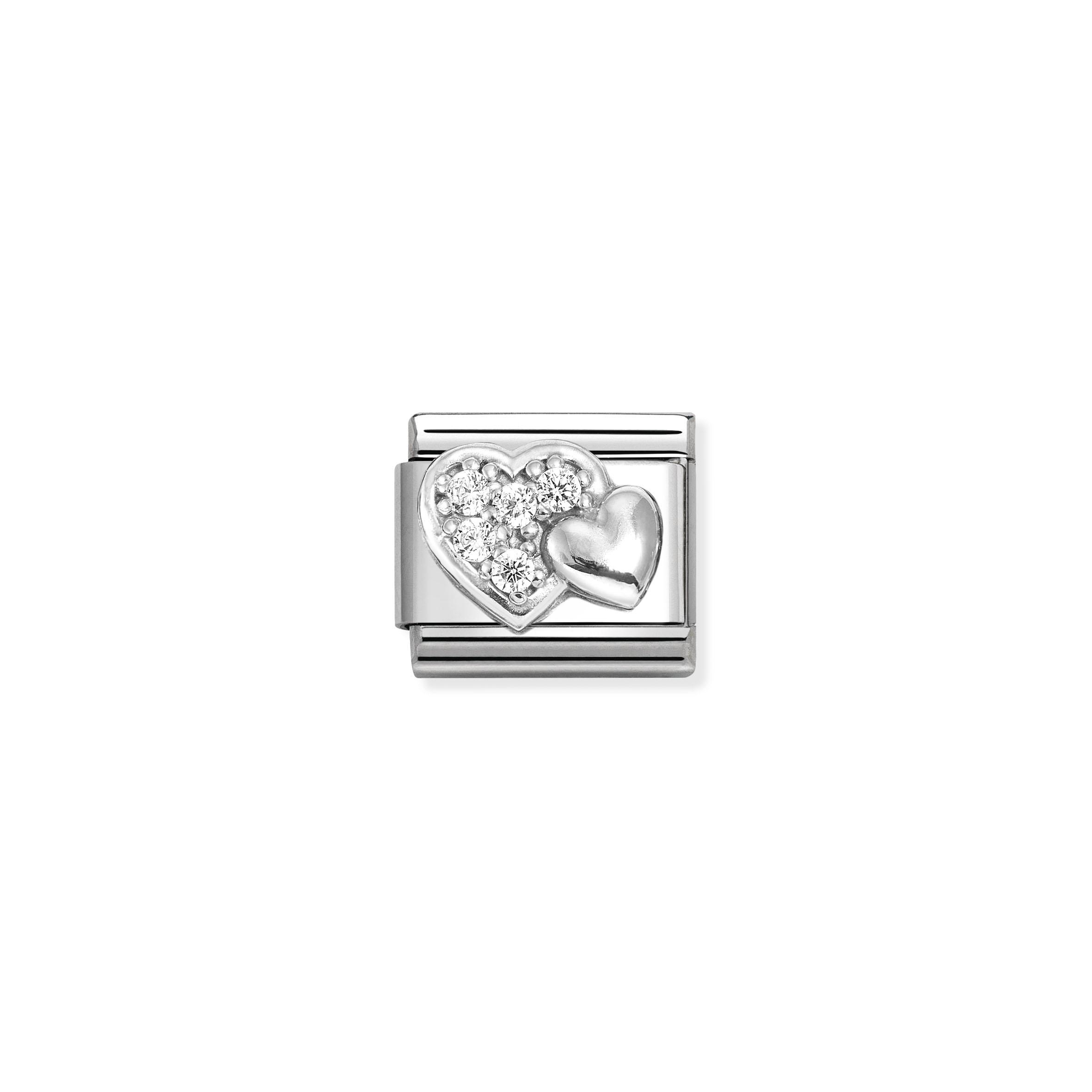 Composable CL SYMBOLS steel   Cubic zirconia and 925 sterling silver (47_Raised hearts and WHITE cz)