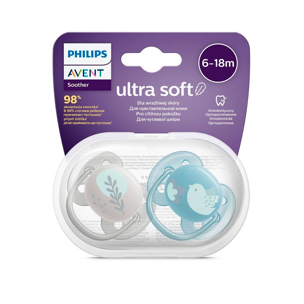 Пустышка ультрамягкая Philips Avent Ultra Soft 6-18м+ 2 шт