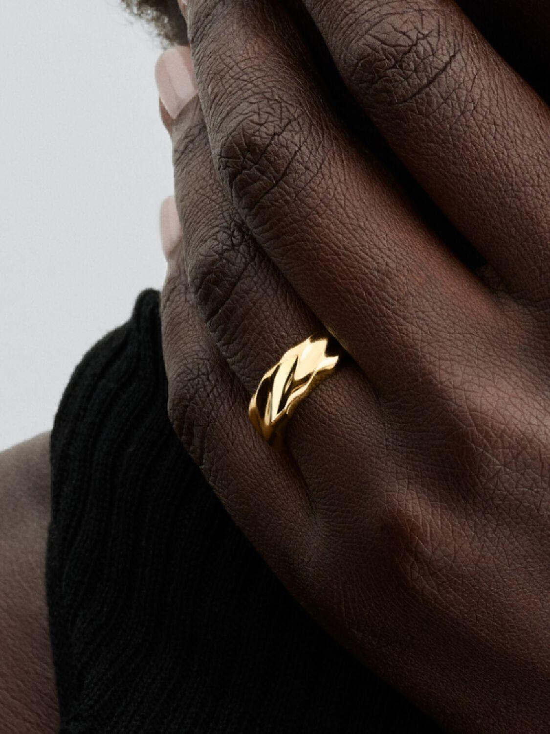 Rippled 14k gold-plated ring