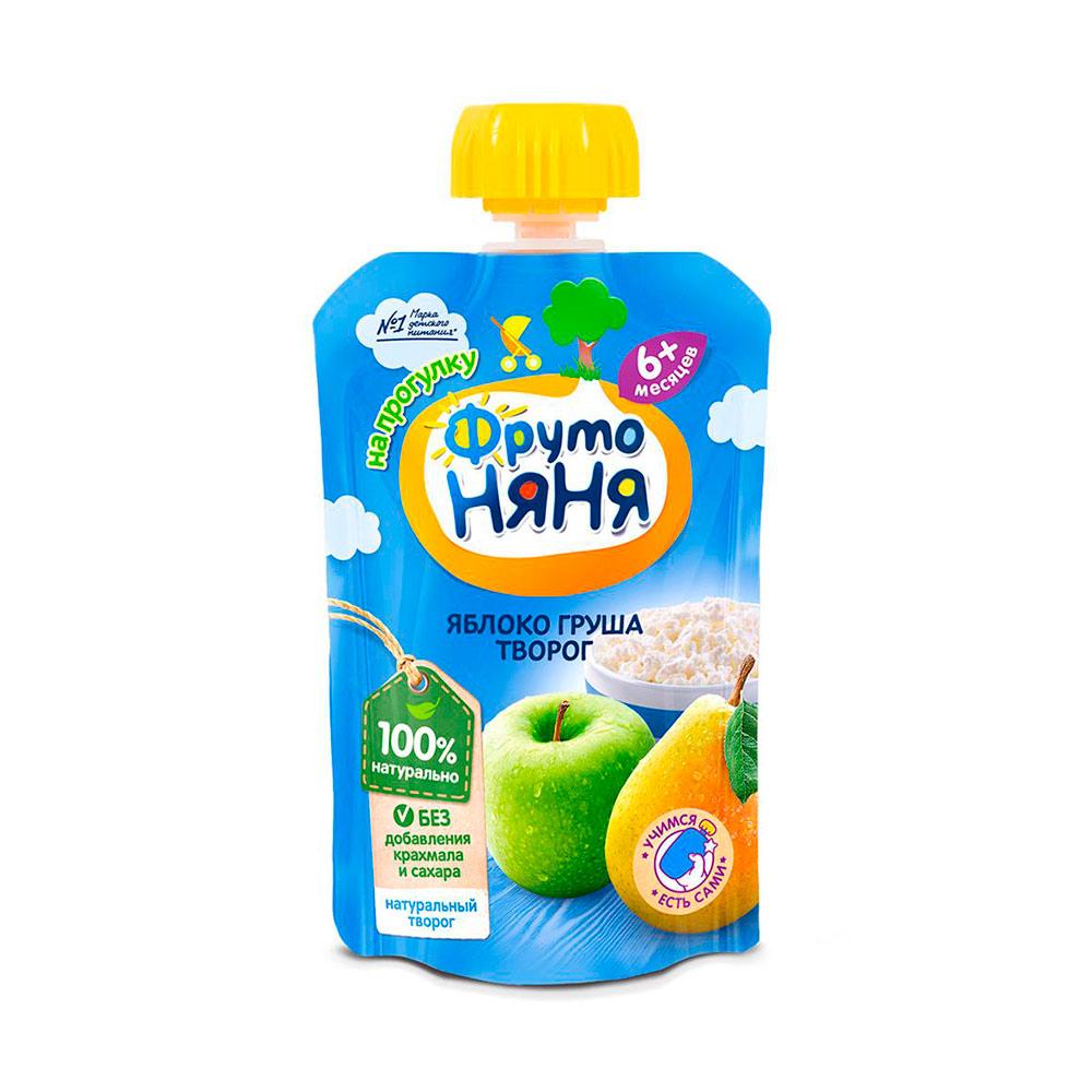 Пюре ФрутоНяня из яблок груш творога 6м+ 90 гр