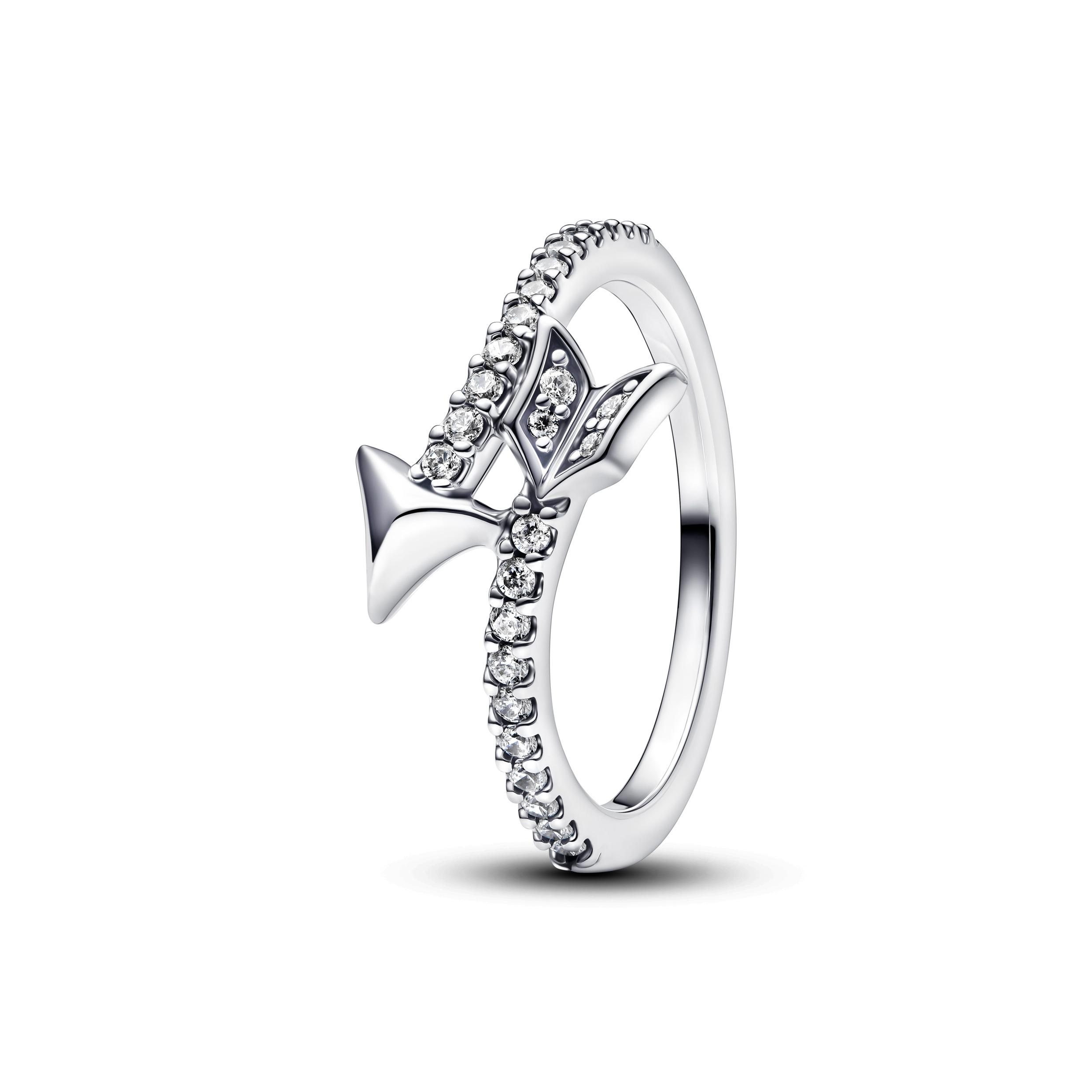 Arrow sterling silver ring with clear cubic zirconia