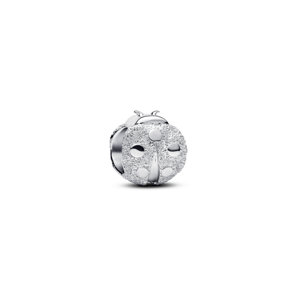Textured ladybird sterling silver mini charm