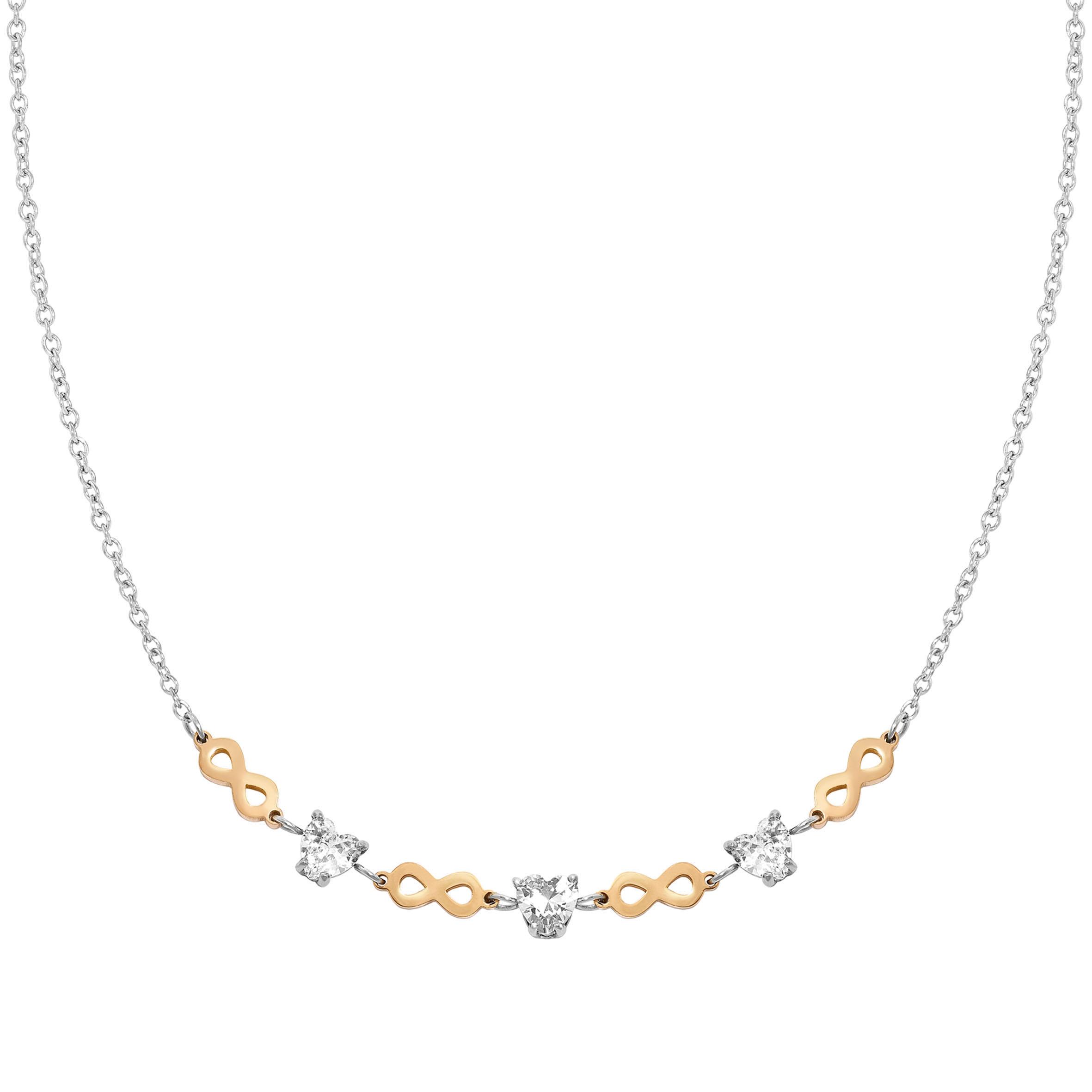 PRINCIPESSINA necklace in steel with BI-TONE fin, and cubic zirconia (024_Infinite)