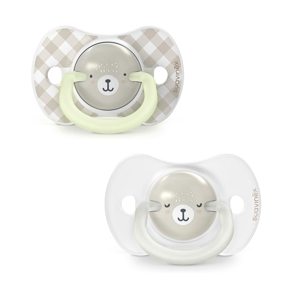 Пустышка ночная Suavinex Wild бежевая 0-6м 2шт