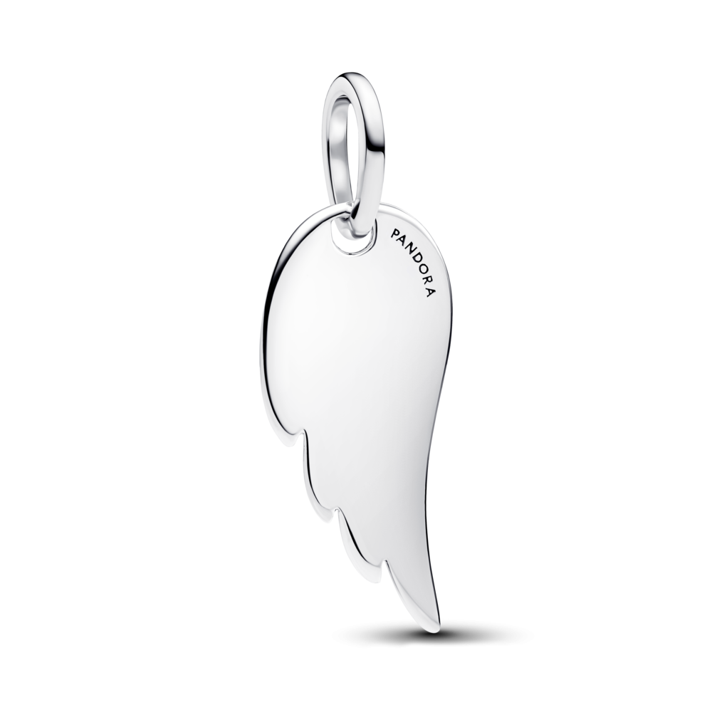 Engravable angel wing sterling silver pendant