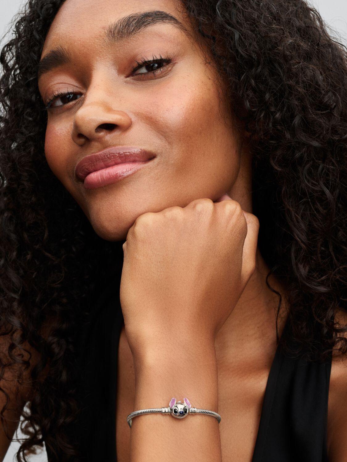 Disney Stitch snake chain sterling silver bracelet with purple, black and blue enamel Disney Stitch snake chain sterling silver bracelet with purple, black and blue enamel