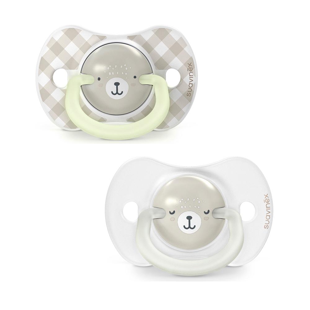 Пустышка ночная Suavinex Wild бежевая 6-18м 2шт