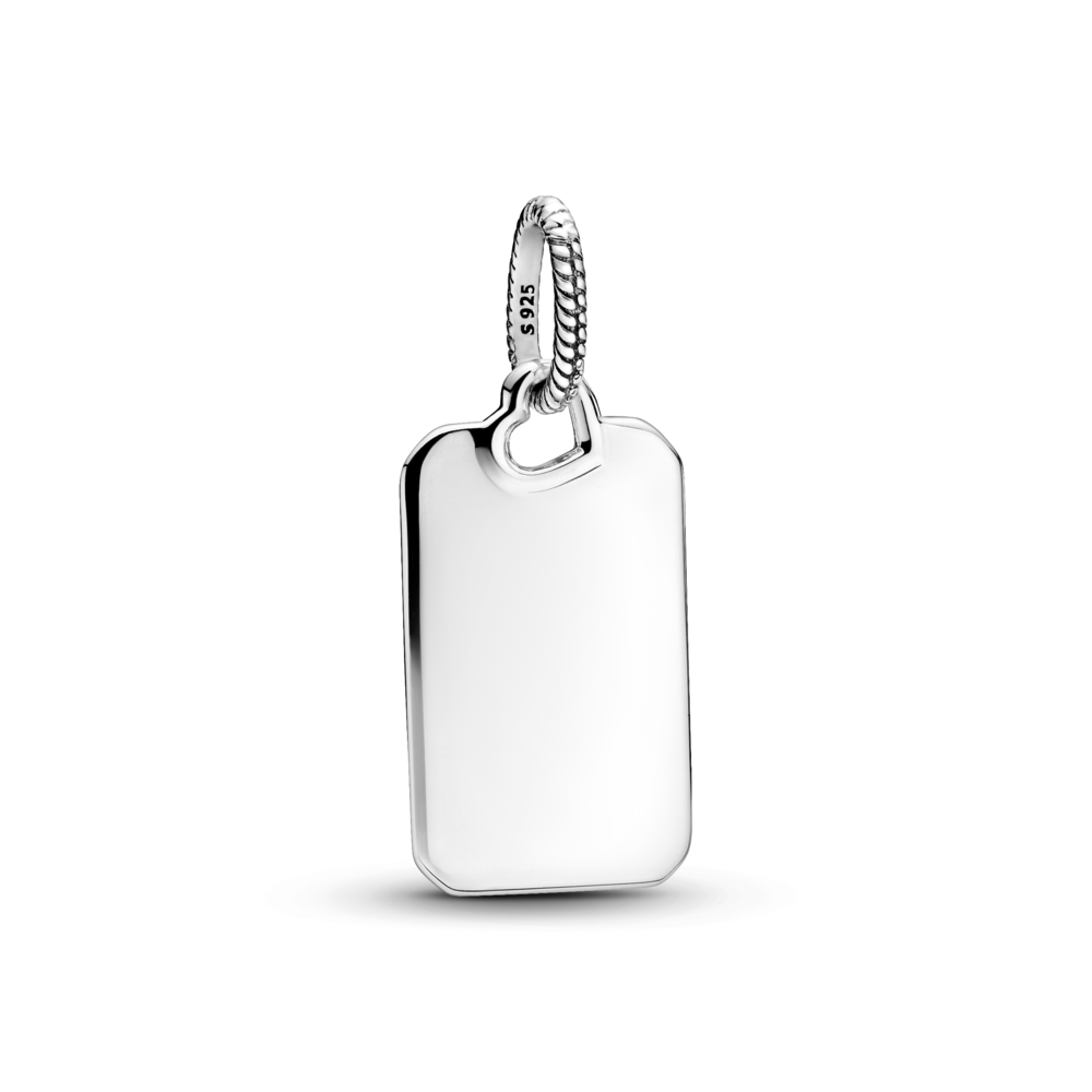 Engravable rectangle sterling silver pendant