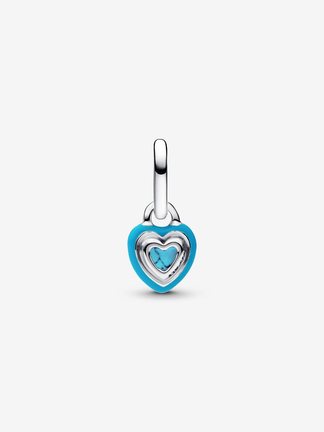 Heart sterling silver mini dangle with imitation turquoise and turquoise enamel