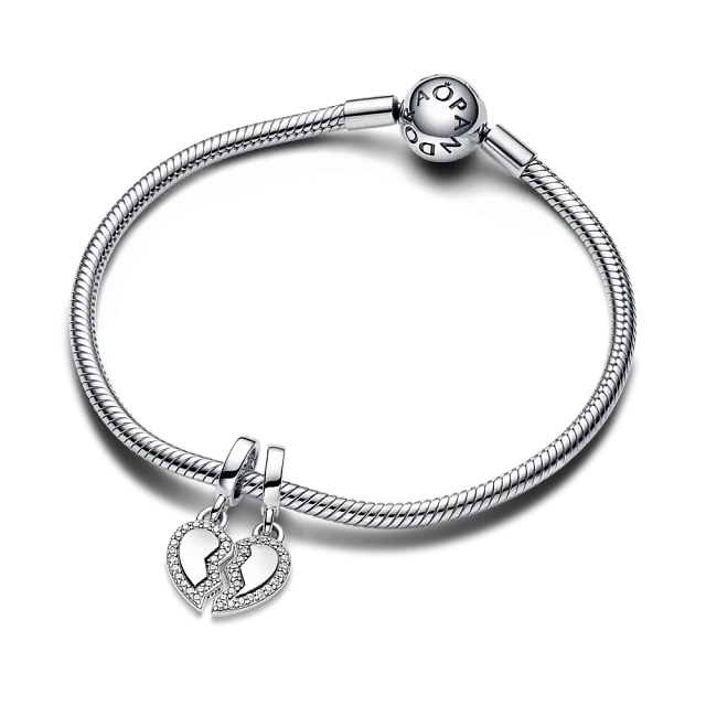 Подвеска из стерлингового серебра с разрезным сердцем и прозрачным кубическим цирконием