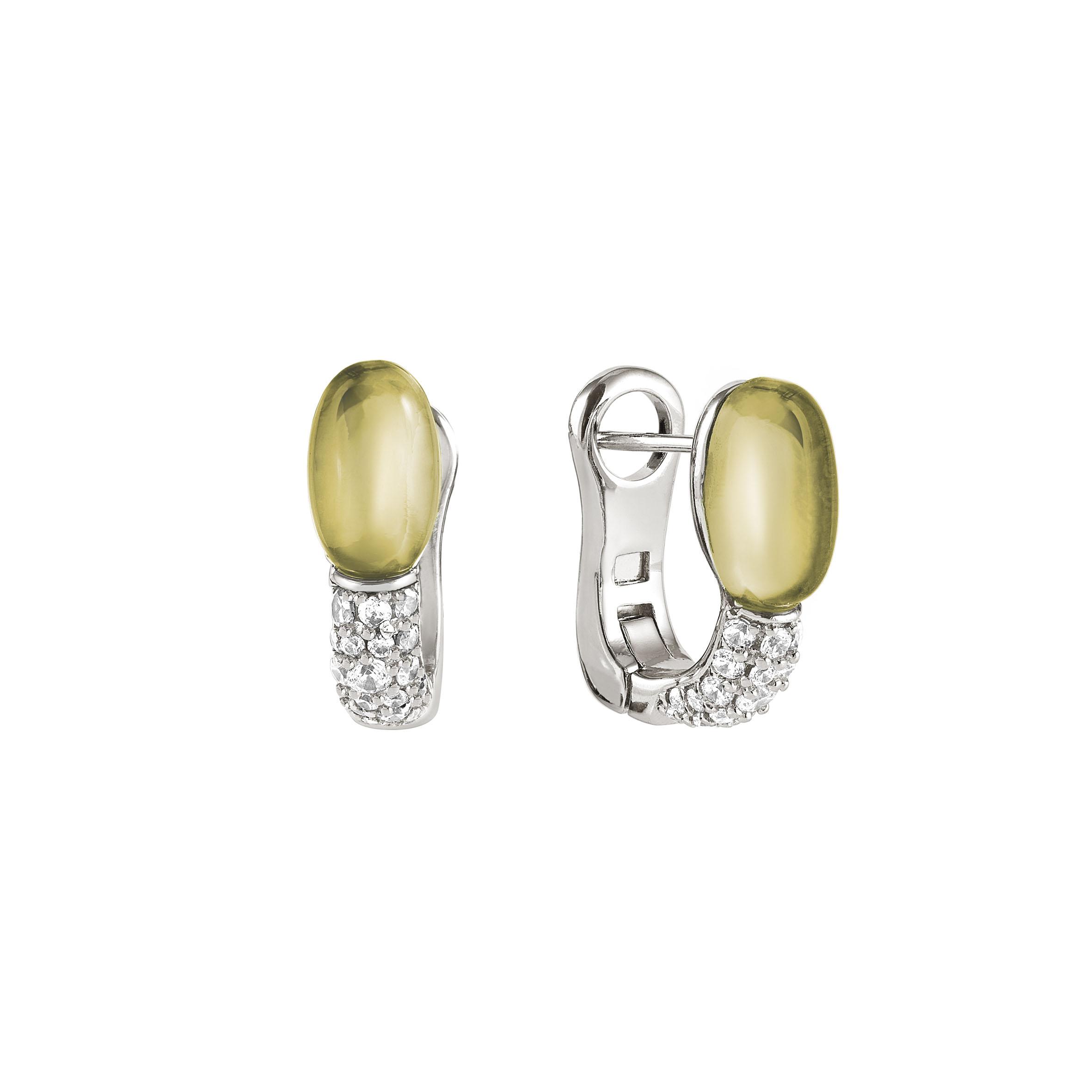 MYRADIANCE earrings ed  PRECIOUS in 925 silver  white topaz and natural stones (010_Lemon  Quartz)