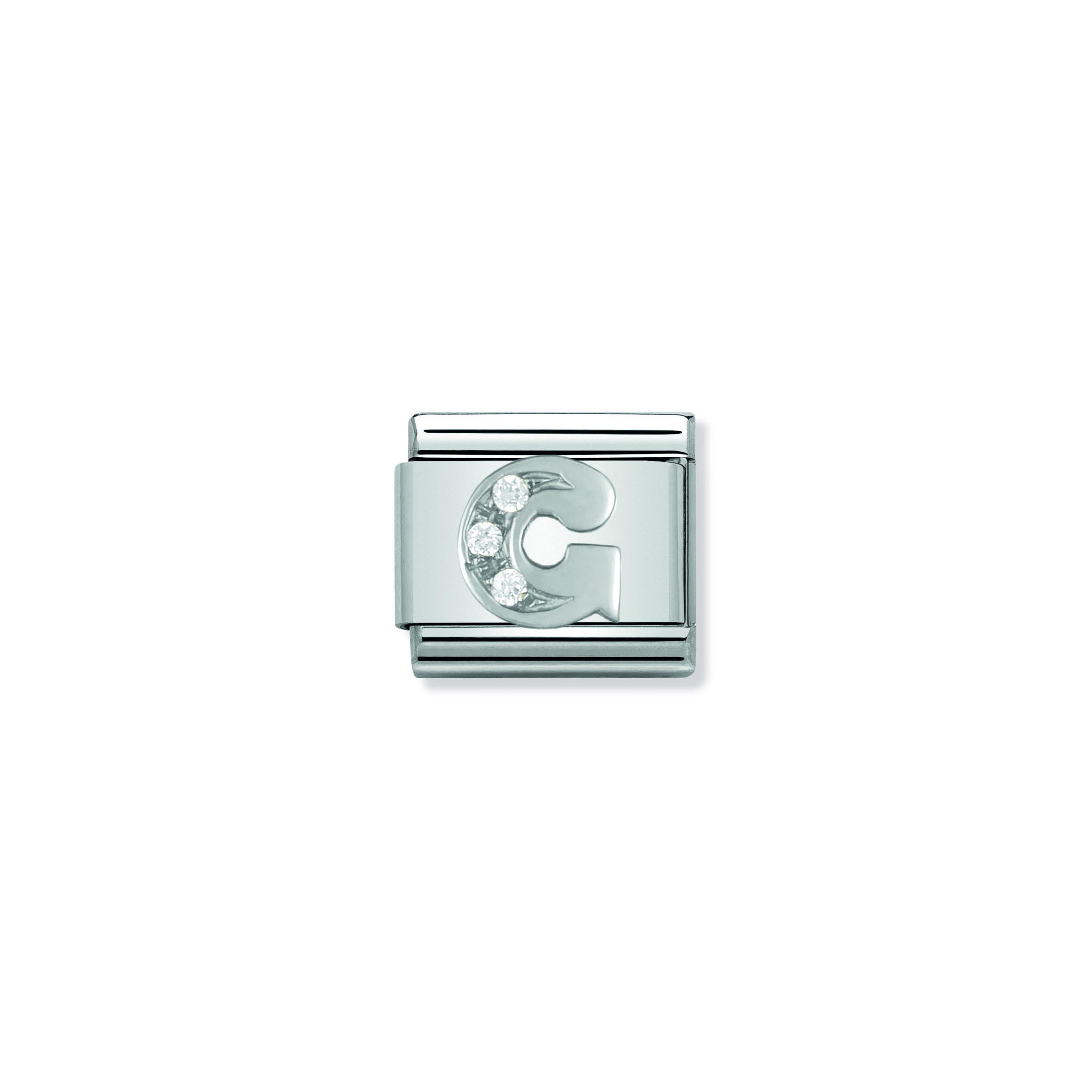 Composable Classic ALPHABETH stainless steel  Cub  zirc and 925 sterling silver (07_G)