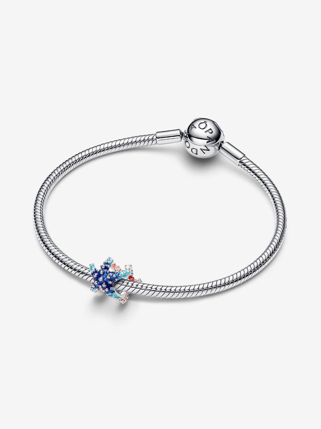 Starfish sterling silver charm with shaded blue and pink enamel