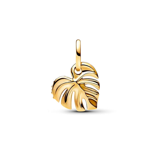 Подвеска Monstera из 14-каратного золота с прозрачным фианитом