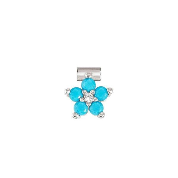 SEIMIA ed, FLORA in 925 sterling silver, stones and cz (LARGE FLOWERS) (003_TURQUOISE)
