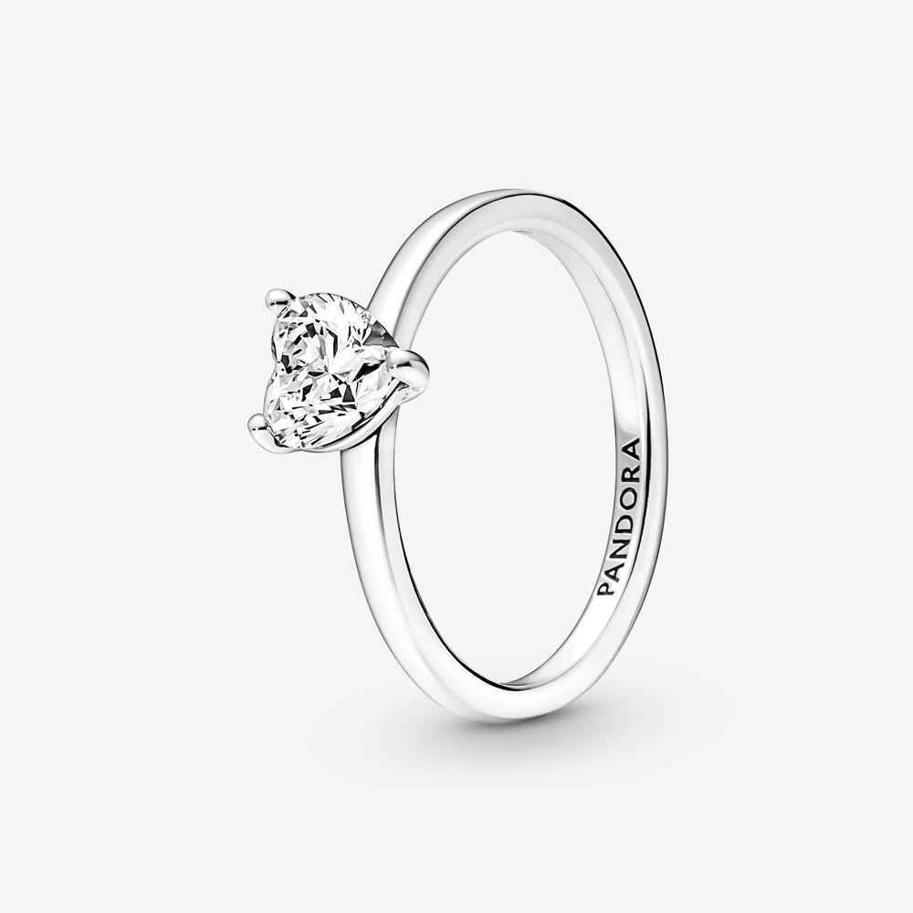 Серебряное кольцо Heart с прозрачным фианитом