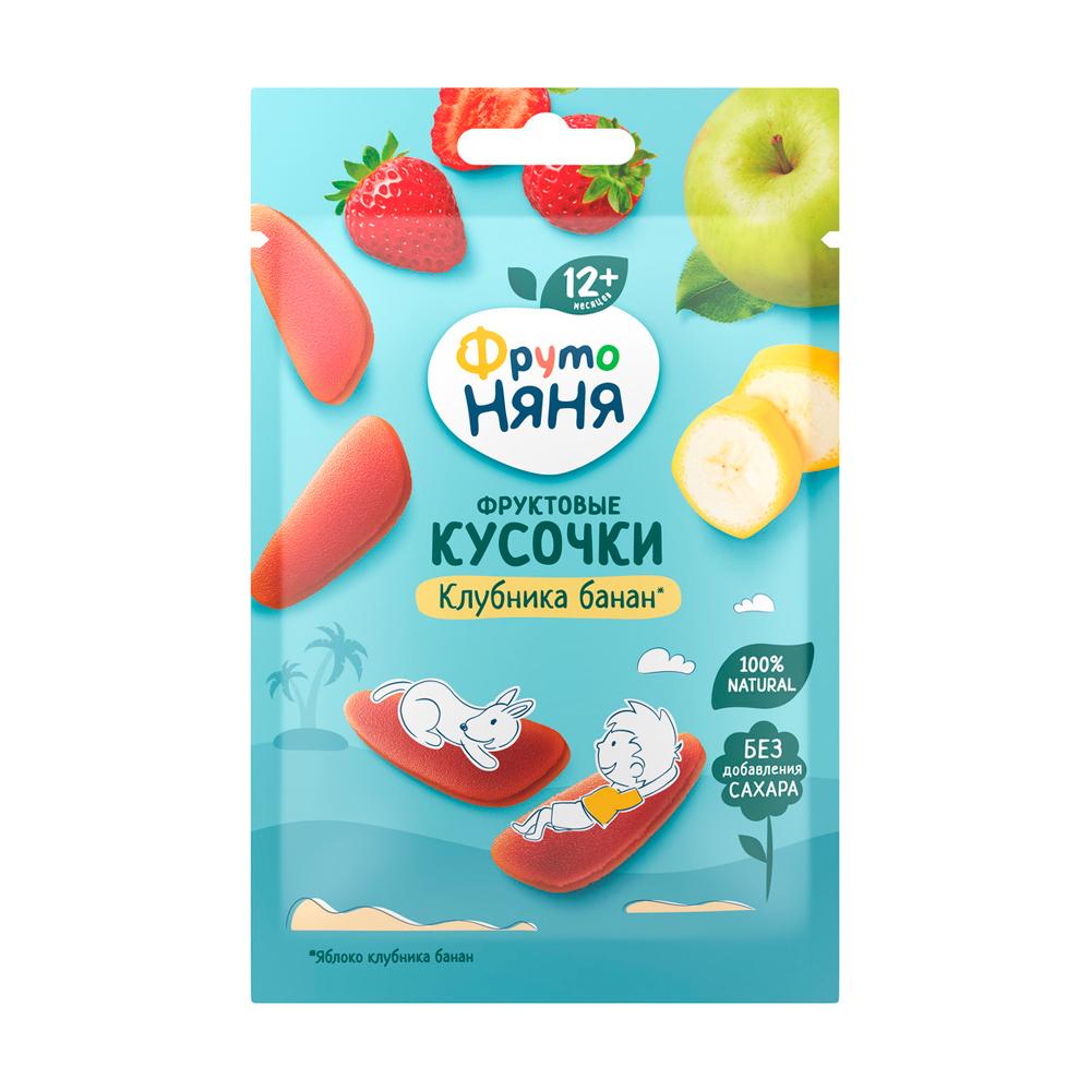 Кусочки фруктовые ФрутоНяня яблоко банан клубника 15 гр Кусочки фруктовые ФрутоНяня яблоко банан клубника 15 гр