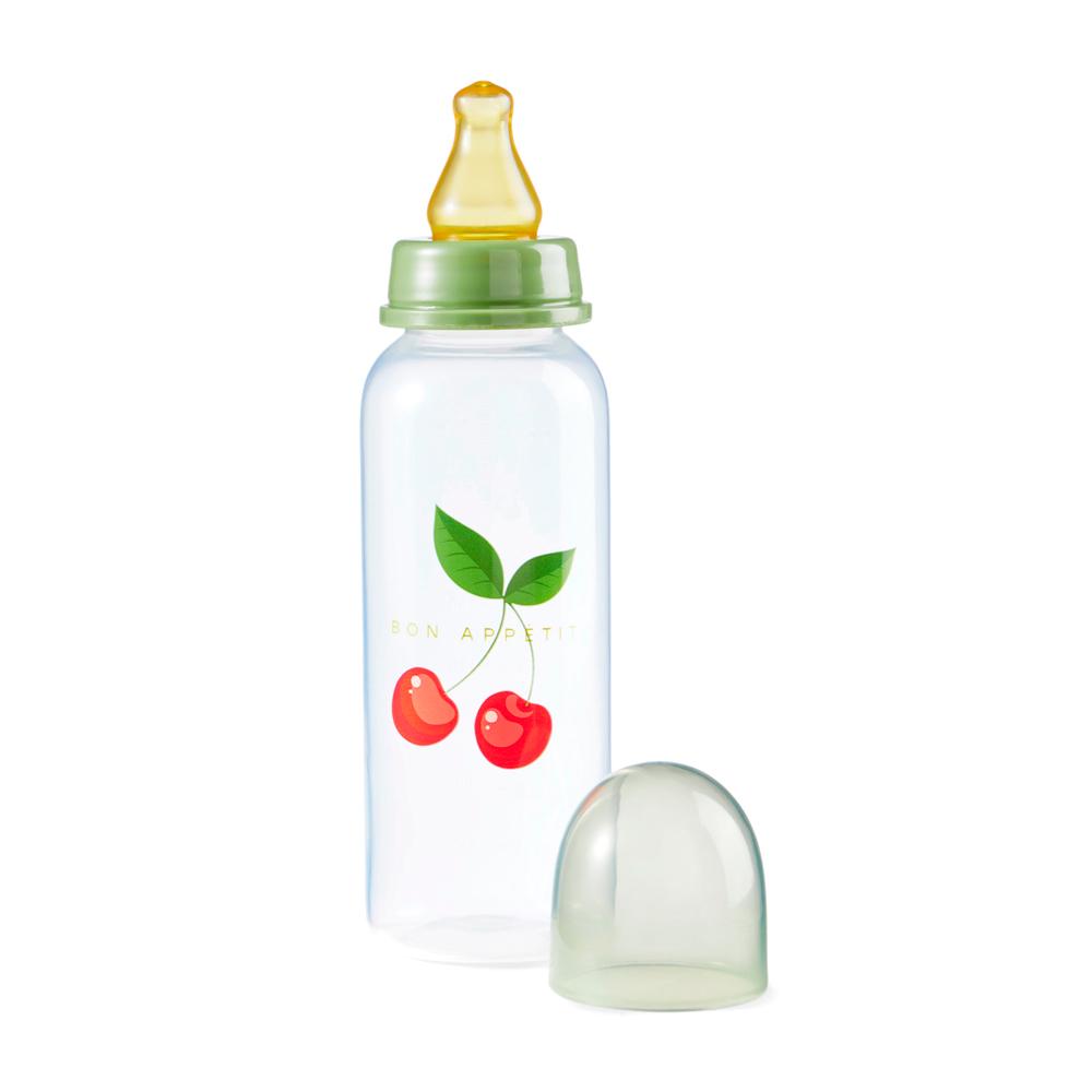 Бутылочка для кормления HAPPY BABY cherry с латексной соской 0м+ 250 мл