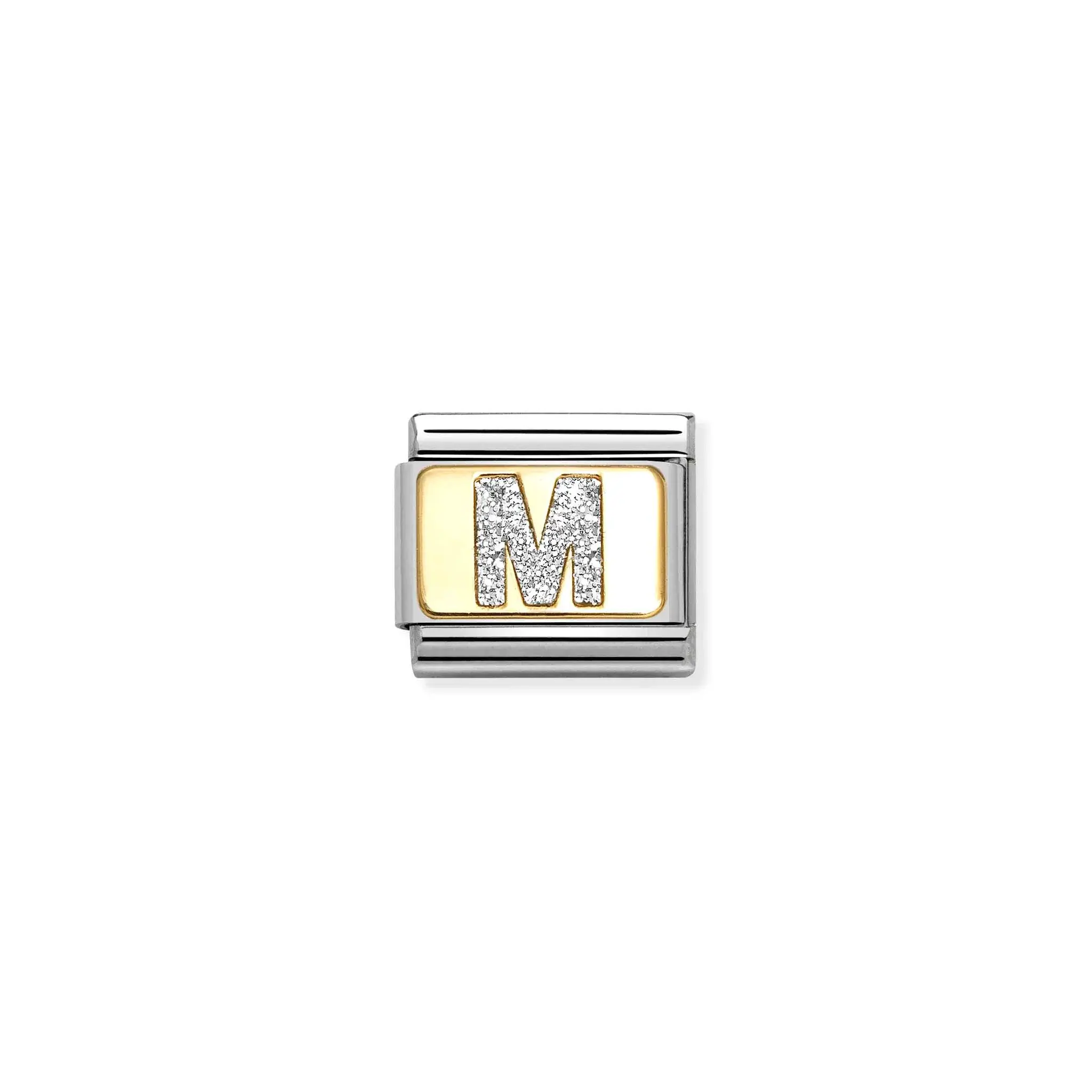 Composable Classic GLITTER LETTER steel, enamel and 18k gold (M)