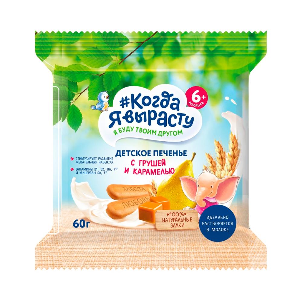 Печенье детское Когда я вырасту с грушей и карамелью с витаминами и минералами 6м+ 60 гр Печенье детское Когда я вырасту с грушей и карамелью с витаминами и минералами 6м+ 60 гр
